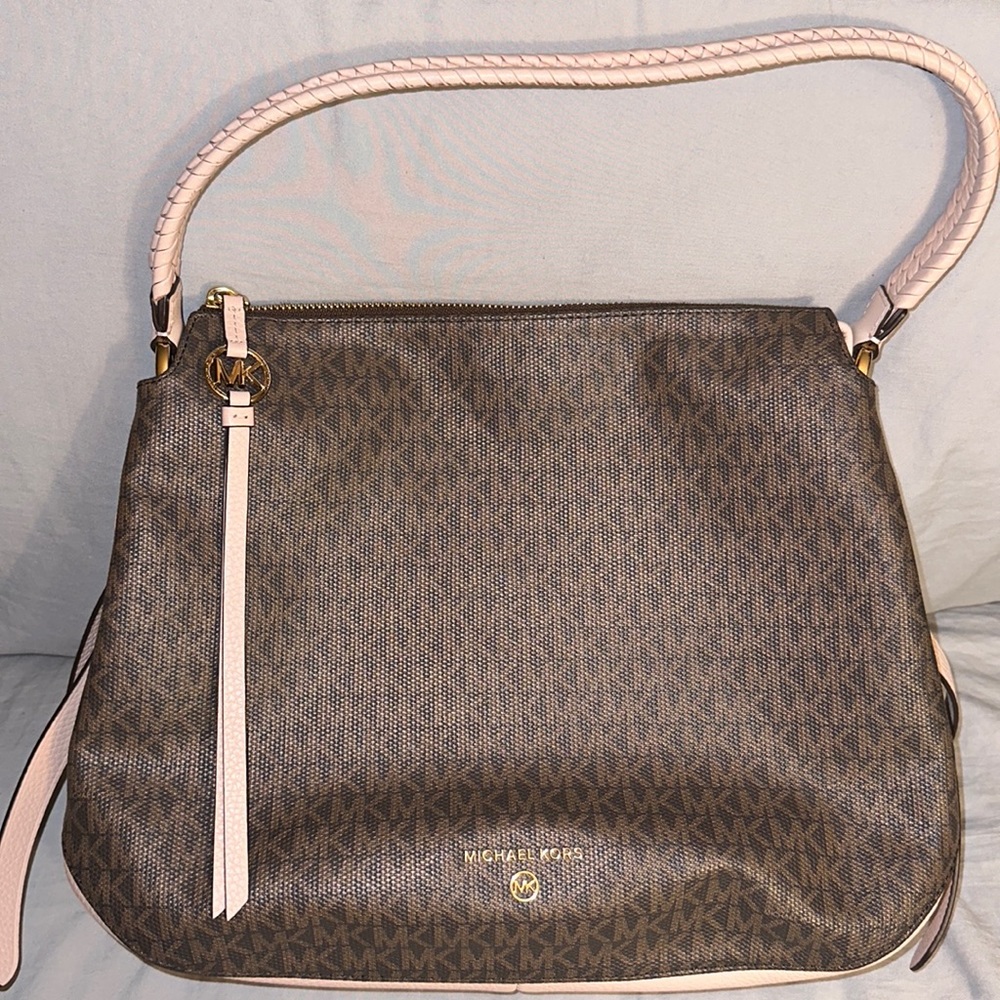 COPY - EUC-Michael Kors Authentic Signature Hobo Grand Shoulder Bag Brown/Acorn